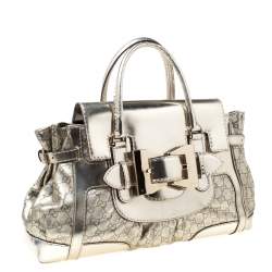 مملوكة مسبقًا Gucci Gold Metallic GG Gucissima Leather Large Dialux Queen Tote