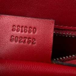 Pre Owned Gucci Red Python Leather Lady Lock Bamboo Top Handle Bag