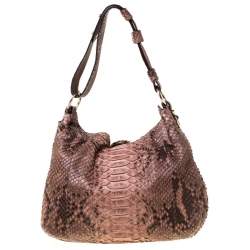 Gucci Brown Python Leather Medium G Wave Hobo