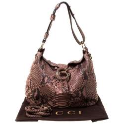 Gucci Brown Python Leather Medium G Wave Hobo