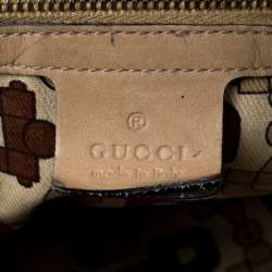 Pre Owned  حقيبة يد غوتشي بريت GG جلد بيج متوسطة