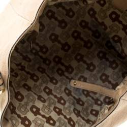 Pre Owned  حقيبة يد غوتشي بريت GG جلد بيج متوسطة