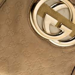 Pre Owned  حقيبة يد غوتشي بريت GG جلد بيج متوسطة