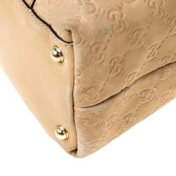 Pre Owned  حقيبة يد غوتشي بريت GG جلد بيج متوسطة