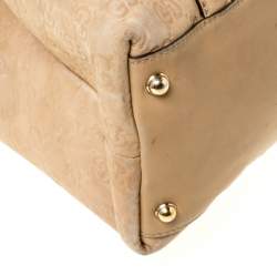 Pre Owned  حقيبة يد غوتشي بريت GG جلد بيج متوسطة