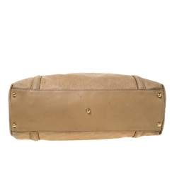 Pre Owned  حقيبة يد غوتشي بريت GG جلد بيج متوسطة