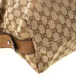 مملوكة مسبقًا Gucci Beige/Brown GG Canvas and Leather Medium Bamboo Bar Tote             