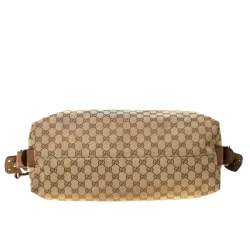 مملوكة مسبقًا Gucci Beige/Brown GG Canvas and Leather Medium Bamboo Bar Tote             