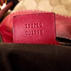 Pre Owned Gucci Beige/Red GG Canvas and Python Medium Babouska Indy Hobo