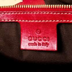 Pre Owned Gucci Beige/Red GG Canvas and Python Medium Babouska Indy Hobo
