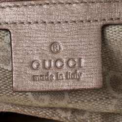 Pre Owned Gucci Metallic Beige Leather Bright Bit Tote