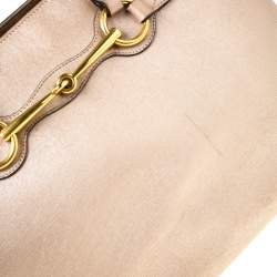 Pre Owned Gucci Metallic Beige Leather Bright Bit Tote