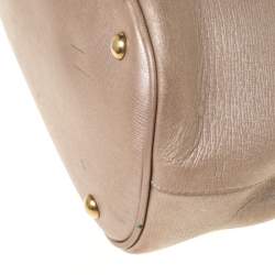 Pre Owned Gucci Metallic Beige Leather Bright Bit Tote