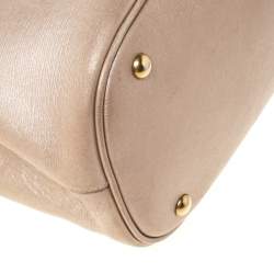 Pre Owned Gucci Metallic Beige Leather Bright Bit Tote