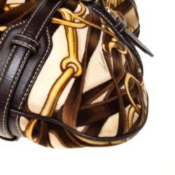 Pre Owned حقيبة غوتشي  85th أنيفرسري بريت قطيفة طباعة هورسبيت بنية