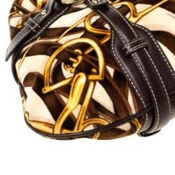 Pre Owned حقيبة غوتشي  85th أنيفرسري بريت قطيفة طباعة هورسبيت بنية