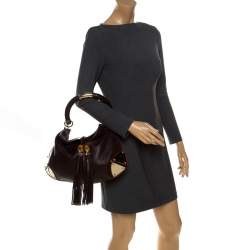 Pre Owned Gucci Brown Guccissima Leather Small Indy Top Handle Hobo Bag