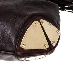 Pre Owned Gucci Brown Guccissima Leather Small Indy Top Handle Hobo Bag