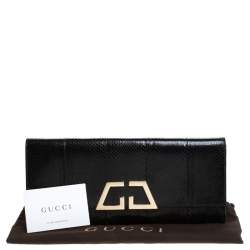 مملوكة مسبقًا حقيبة كلتش غوتشي قلاب G Night جلد ثعبان سوداء