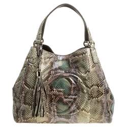 Pre Owned Gucci  Multicolor Python Leather Medium Shoulder Bag
