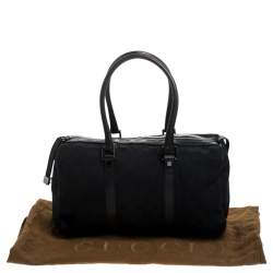 مملوكة مسبقًا حقيبة غوتشي بوسطن جلد وكانفاس GG سوداء