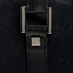 مملوكة مسبقًا حقيبة غوتشي بوسطن جلد وكانفاس GG سوداء