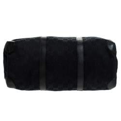 مملوكة مسبقًا حقيبة غوتشي بوسطن جلد وكانفاس GG سوداء