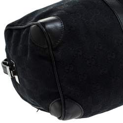 مملوكة مسبقًا حقيبة غوتشي بوسطن جلد وكانفاس GG سوداء