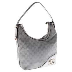 Pre Owned حقيبة غوتشي  New Britt جلد وكانفاس GG فضية