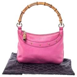 Pre Owned حقيبة غوتشي بامبو أنيتا جلد وردية