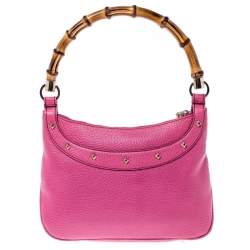 Pre Owned حقيبة غوتشي بامبو أنيتا جلد وردية