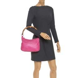 Pre Owned حقيبة غوتشي بامبو أنيتا جلد وردية