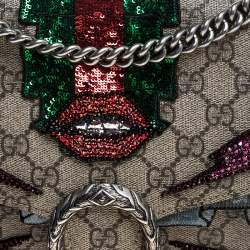 مملوكة مسبقًا Gucci Beige GG Supreme Canvas Medium Sequin/Crystal Embellished Dionysus Shoulder Bag