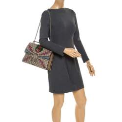 مملوكة مسبقًا Gucci Beige GG Supreme Canvas Medium Sequin/Crystal Embellished Dionysus Shoulder Bag