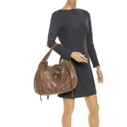 Pre Owned حقيبة غوتشي متوسطة هيستريا جلد بنيه