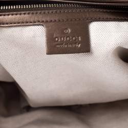 Pre Owned Gucci Beige/Bronze GG Canvas and Leather Medium Charms Embellished Heart Bit Tote