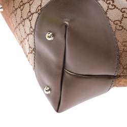 Pre Owned Gucci Beige/Bronze GG Canvas and Leather Medium Charms Embellished Heart Bit Tote