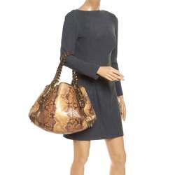 مملوكة مسبقًا حقيبة غوتشي بيلهام متوسطة كانفاس وجلد GG ذهبية/ بيج