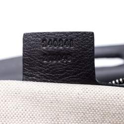 Pre Owned Gucci Black Leather Large New Bamboo Tassel Top Handle Bag