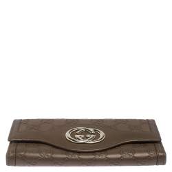  Gucci Olive Green Guccissima Leather Sukey Continental Wallet