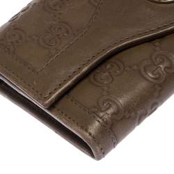  Gucci Olive Green Guccissima Leather Sukey Continental Wallet