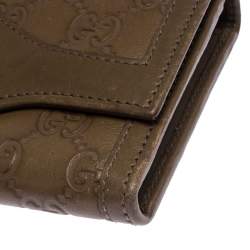 Gucci Olive Green Guccissima Leather Sukey Continental Wallet