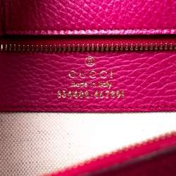 Pre Owned Gucci Magenta Leather Swing Small Tote
