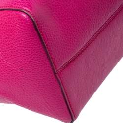 Pre Owned Gucci Magenta Leather Swing Small Tote