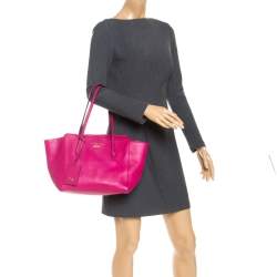 Pre Owned Gucci Magenta Leather Swing Small Tote
