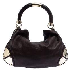 Pre Owned حقيبة غوتشي أندي صغيرة جلد غوتشيسيما بنية