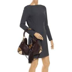 Pre Owned حقيبة غوتشي أندي صغيرة جلد غوتشيسيما بنية