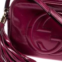 Pre Owned Gucci Magenta Patent Leather Small Soho Disco Shoulder Bag