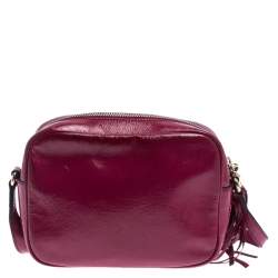 Pre Owned Gucci Magenta Patent Leather Small Soho Disco Shoulder Bag