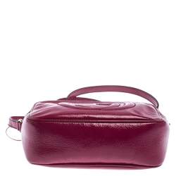 Pre Owned Gucci Magenta Patent Leather Small Soho Disco Shoulder Bag